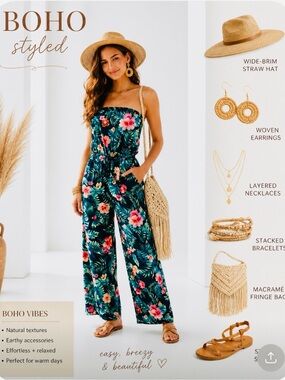 Urban Rebel. Tropical Floral Jumpsuit. Size L